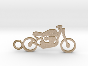 Moto keychain in Polished Gold Steel