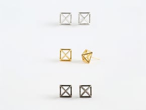 Square Stud Earrings in Polished Silver