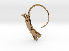 leaping cat earring small in Polished Brass: Large