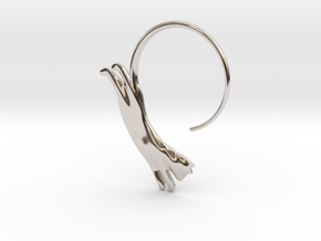 Leaping Cat Earring in Rhodium Plated Brass
