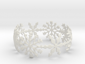 Snowflake Bangle (small) in White Natural Versatile Plastic: Small