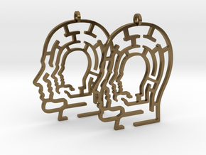 Head Maze Earrings in Polished Bronze