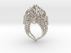 Ring The Lotus Flower Tower  in Rhodium Plated Brass