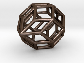  0488 Polar Zonohedron E [6] #001 in Polished Bronze Steel