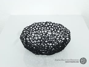 Key shell / bowl (11,5 cm) - Voronoi-Style #2 in Black Natural Versatile Plastic