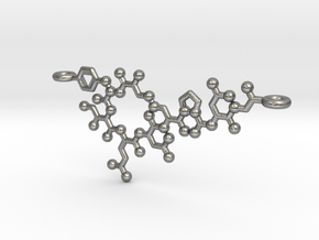 Oxytocin Molecule 3D printed Pendant Necklace  in Natural Silver