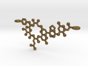 Oxytocin Molecule 3D printed Pendant Necklace  in Natural Bronze