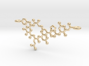 Oxytocin Molecule 3D printed Pendant Necklace  in 14K Yellow Gold