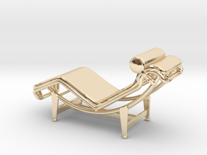 Mies-Van-Chaise-Chair - 2 Scaled Options in 14K Yellow Gold: 1:24
