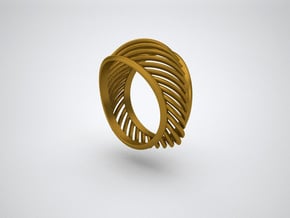 Triangular Rail Arcs Ring - Size 6.75 in Polished Gold Steel