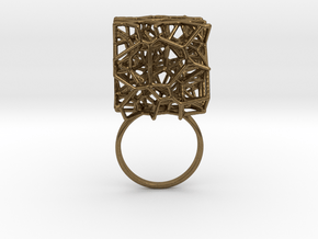 Voronoi Cube Ring (Size 8.5) in Natural Bronze