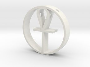Egyptian cross pendant for men. in White Natural Versatile Plastic