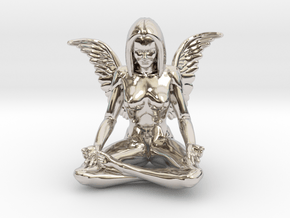 60mm Angel.STL in Rhodium Plated Brass