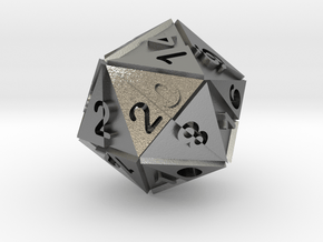 Optical Art D20 Dice in Natural Silver