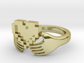 8bit Claddagh Ring  in 18k Gold Plated Brass: 6 / 51.5