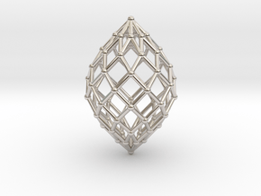 0578 Polar Zonohedron V&E [9] #002 in Rhodium Plated Brass