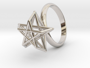 Pentagram Ring in Rhodium Plated Brass