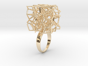 Voronoi Cube Ring (Size 8) in 14k Gold Plated Brass