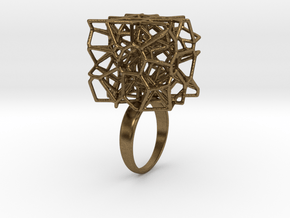 Voronoi Cube Ring (Size 8) in Natural Bronze