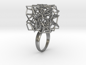 Voronoi Cube Ring (Size 8) in Natural Silver