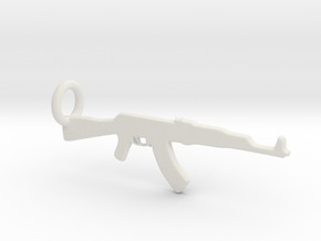 AK 47 Keychain in White Natural Versatile Plastic