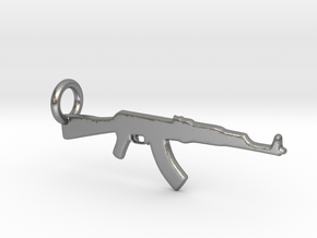 AK 47 Keychain in Natural Silver