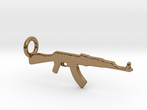 AK 47 Keychain in Natural Brass
