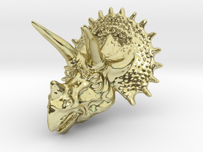 Triceratops Head - Pendant in 18k Gold Plated Brass