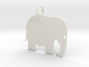 Elephant Keychain in White Natural Versatile Plastic