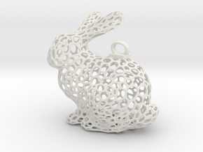 Rabbit Keychain in White Natural Versatile Plastic