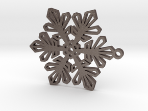Snowflake pendant in Polished Bronzed Silver Steel