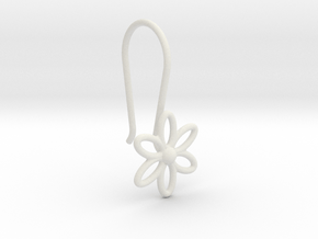 Flower Earring With Hook  in White Natural Versatile Plastic