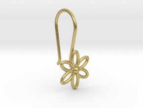 Flower Earring With Hook  in Natural Brass