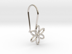 Flower Earring With Hook  in Platinum
