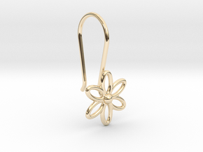 Flower Earring With Hook  in 14k Gold Plated Brass