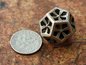 Dodecahedron in Polished Bronzed Silver Steel: Extra Small