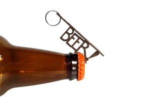 "BEER!" Bottle Opener KeyChain - Customizable in Polished Bronze Steel