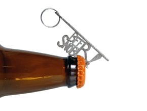 "BEER SNOB" Bottle Opener Keychain - Customizable in Polished Nickel Steel