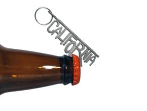 "CALIFORNIA" Bottle Opener Keychain in Polished Nickel Steel