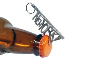 New York! Bottle Opener Keychain in Polished Nickel Steel
