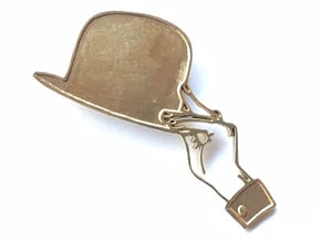 Hats off to you - hand doffing a hat brooch in Natural Brass