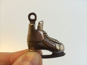 Keychain-Hockey-Skate in Polished Bronzed Silver Steel