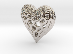 Organic Heart Necklace in Rhodium Plated Brass