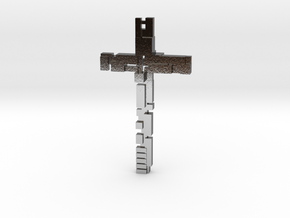 Cross with dimensions in Polished Silver