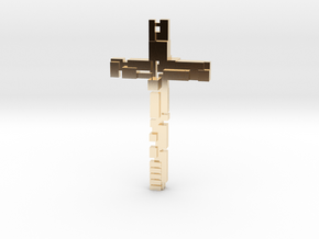 Cross with dimensions in 14K Yellow Gold