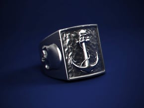 Pirate Anchor Ring in Natural Silver