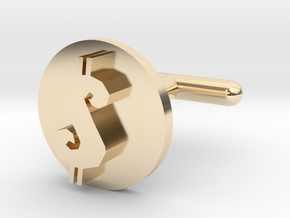 Cufflink - $ in 14k Gold Plated Brass