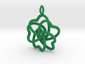 Heart Petals 5 Leaf Clover - 3.5cm - wLoopet in Green Processed Versatile Plastic
