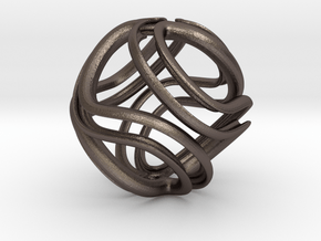 Twisted Infinite in Polished Bronzed Silver Steel