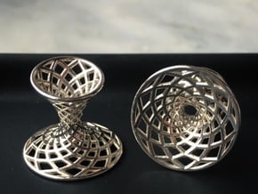 Diagrid Cufflinks - Circle in Fine Detail Polished Silver